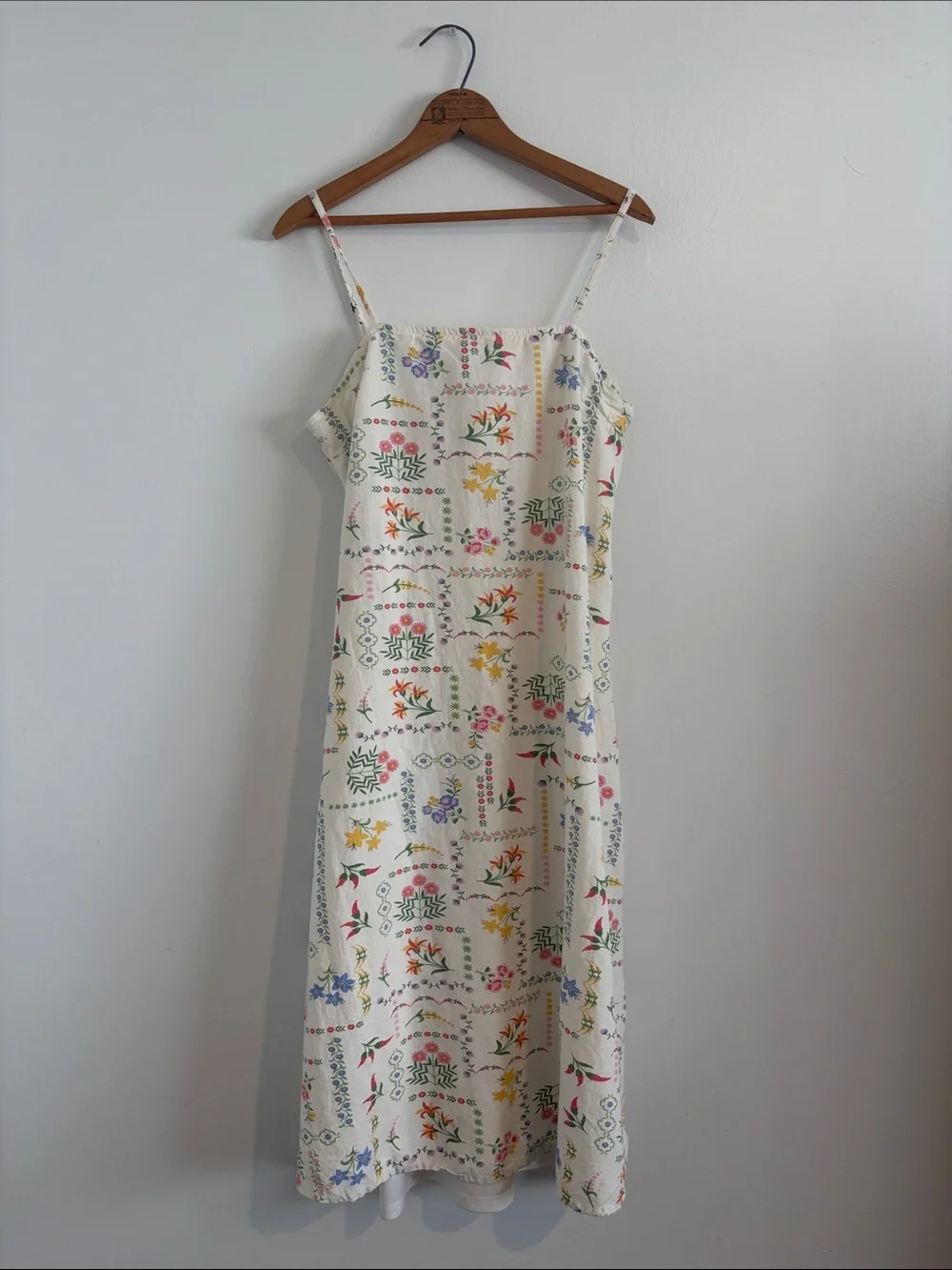 Cream Floral Square-Neck Slip Dress - Picture 1 of 6